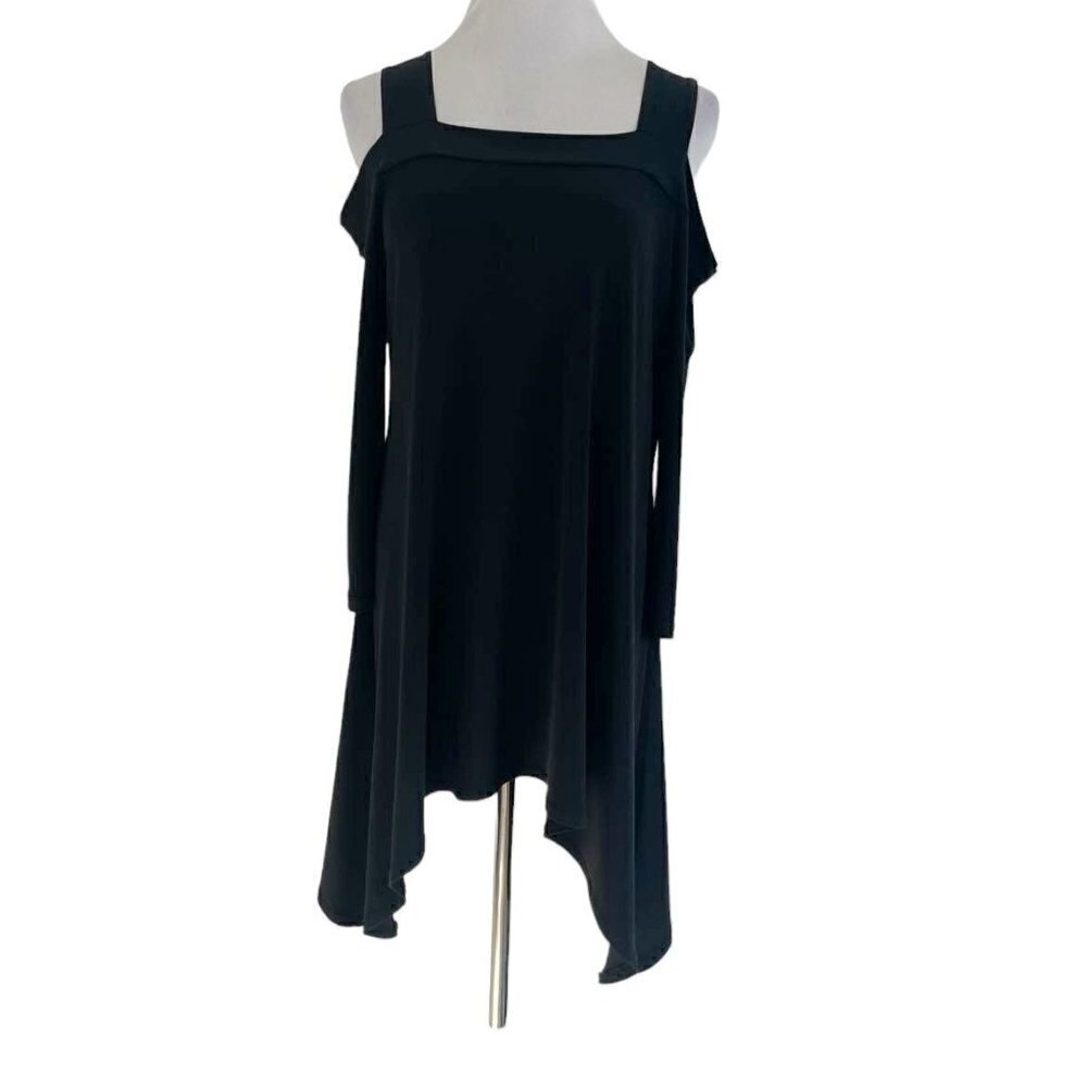 Clara Sunwoo Size Small  Top Blouse Black Cold Shoulder Slinky Liquid